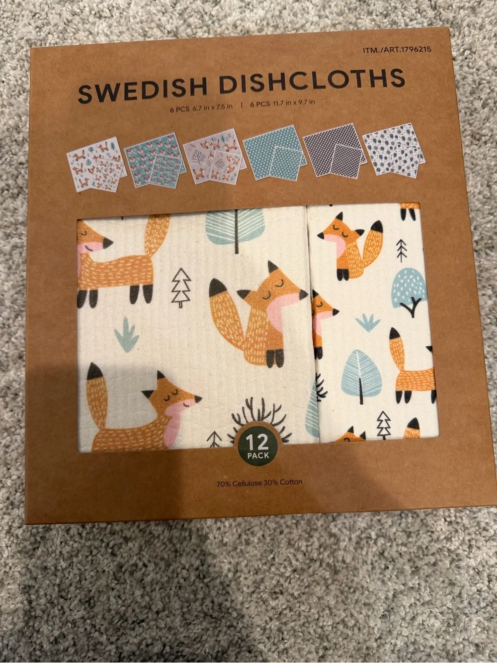 Swedish Dishcloths - Fox Print in Orange & Cream (12 Pack) - Picture 1 of 1